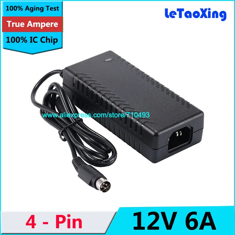 AC 100 240 В в DC 12 6A 4 контактный адаптер питания зарядное устройство 60 Вт 4Pin для ЖК