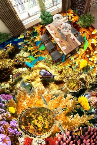 

[Self-Adhesive] 3D Golden Turtle Sea 8 Non-slip Waterproof Photo Self-Adhesive Floor Mural Sticker WallPaper Murals Wall Print
