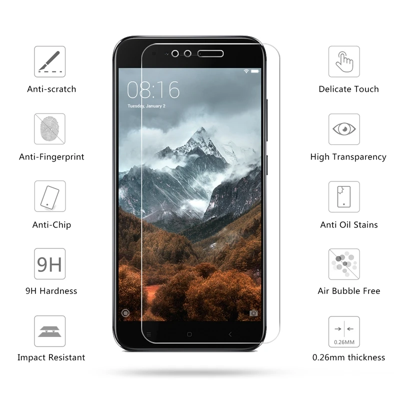 Закаленное стекло премиум класса 2.5D 0 26 мм 9H для Xiaomi Mi A1 MiA1 защита экрана 5 дюйма
