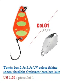 Tomic 6 шт. микро рыболовные ложки Сверхлегкий латунный окунь форель металлические приманки сверкающий цвет один крючок жесткая приманка Пресноводная рыба