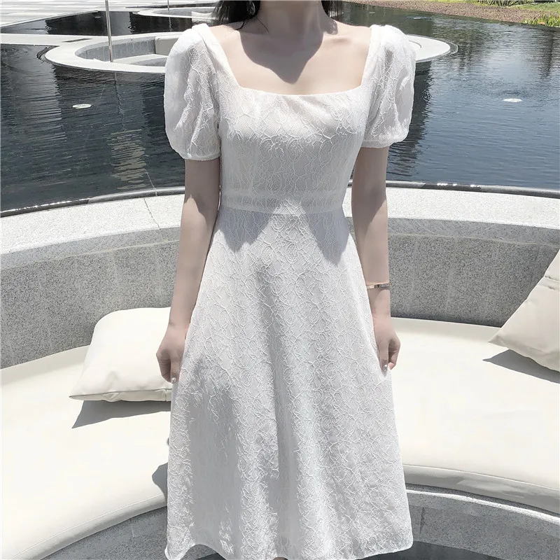 2019 корейское летнее элегантное женское платье Vestidos De Verano Макси винтажное белое