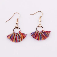 zwpon fashion cute mini cotton fringe tassel earrings women bohomian gold statement colorful tassel earrings wholesale