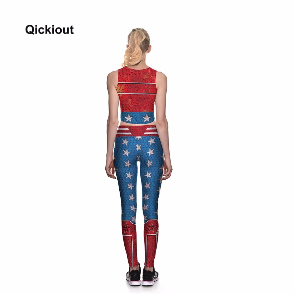 Qickitout 2018 Новое поступление женские леггинсы и комплекты с жилеткой для лета