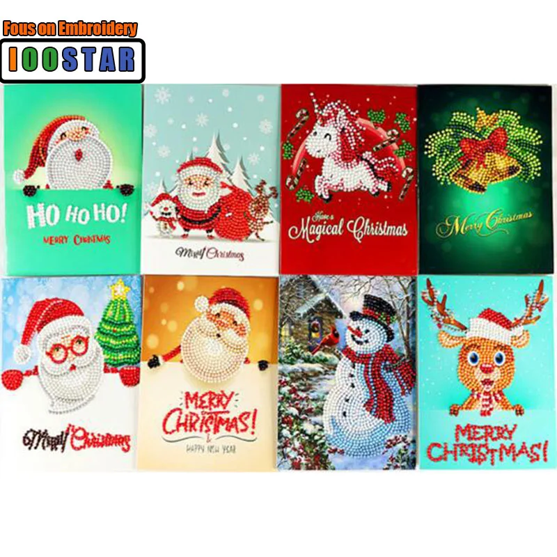 8 шт./лот алмазная живопись мультяшный Мини Санта-Клаус Счастливого Рождества