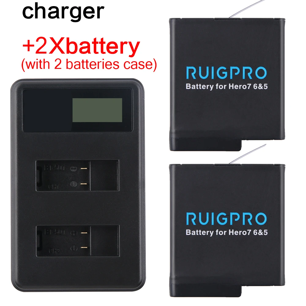2 шт AHDBT501 Hero5 Батарея Akku + USB светодиодный 3-Порты и разъёмы Зарядное устройство с