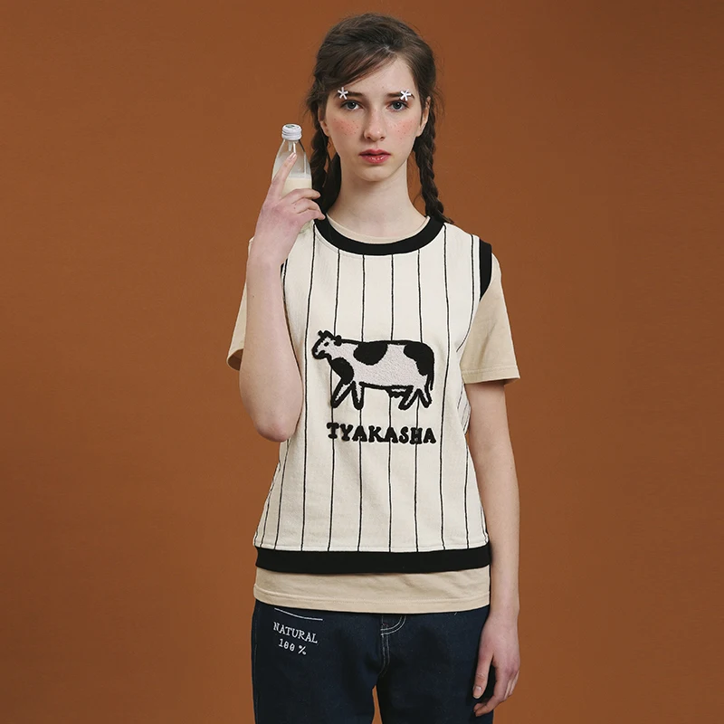 Женский трикотажный жилет без рукавов с О образным вырезом в полоску|knit tank|knitted tank