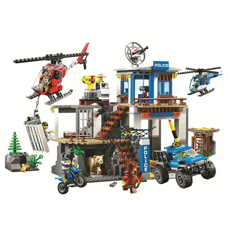 Новый Legoing 60174 705 шт. город серии Mountain полиции штаб Building Block образовательные