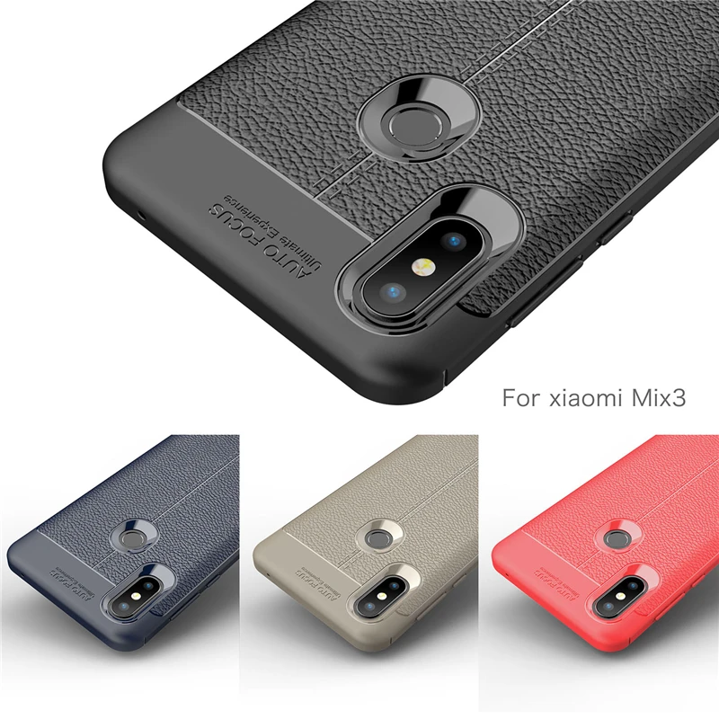 Чехол для Xiaomi MI MIX 3 прочный корпус в стиле личи силиконовый защитный чехол из ТПУ