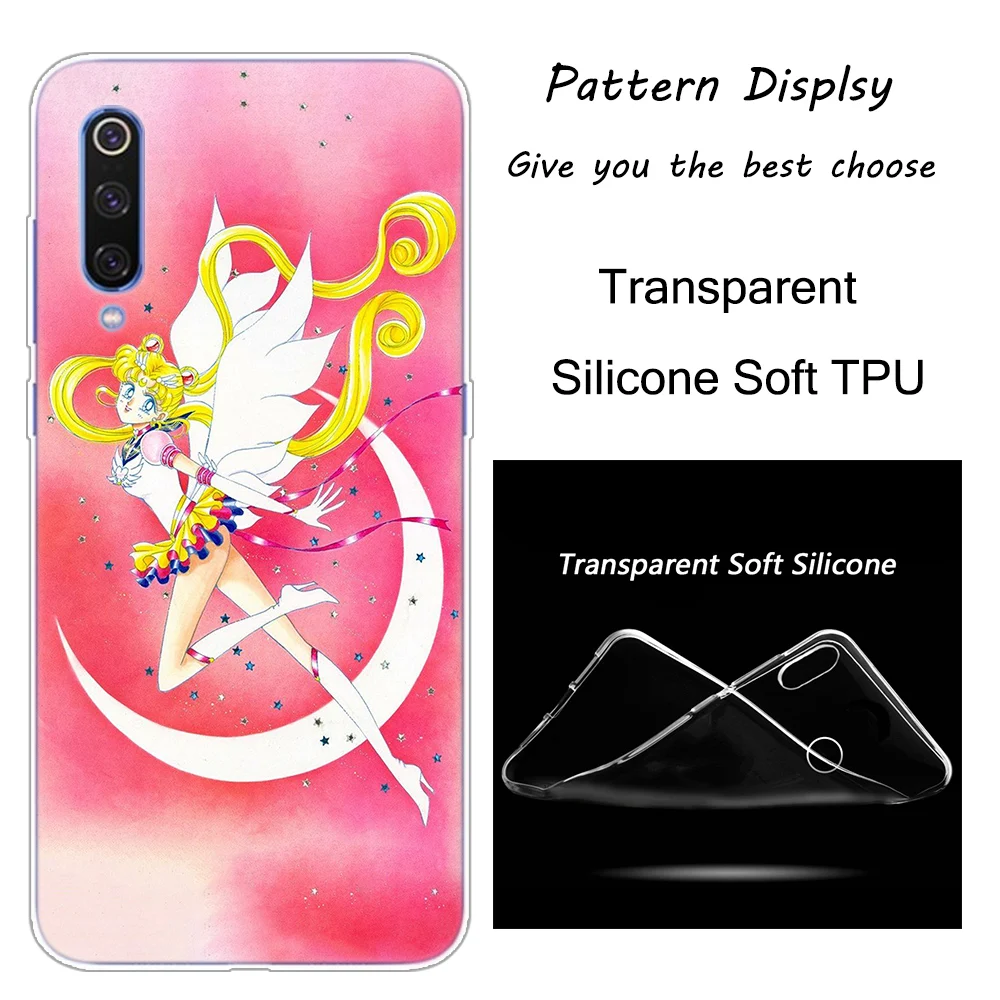 С рисунком из аниме «Сейлор Мун» lune реальная Кошка мягкий чехол для Xiaomi Pocophone F1 9T 9 9SE 8 A2 Lite A1 A2 Mix3 Redmi K20 7A Note 4 4X5 6 7 Pro S2
