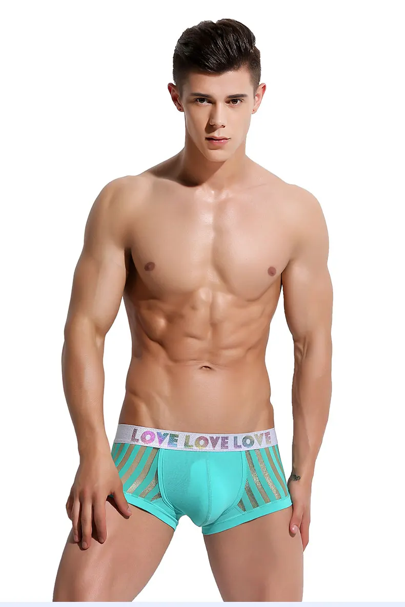 Трусы, нижнее белье, мужские боксеры, ropa interior hombre, прозрачные, cueca masculina, боксеры para hombre bielizna, мужские боксеры - Цвет: blue B