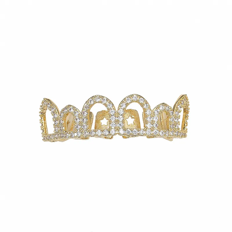 Выдалбливают зубы Grillz AAA циркон Топ и низ зуб набор для мужчин и женщин подарок на Хэллоуин мода Grillz хип хоп ювелирные изделия