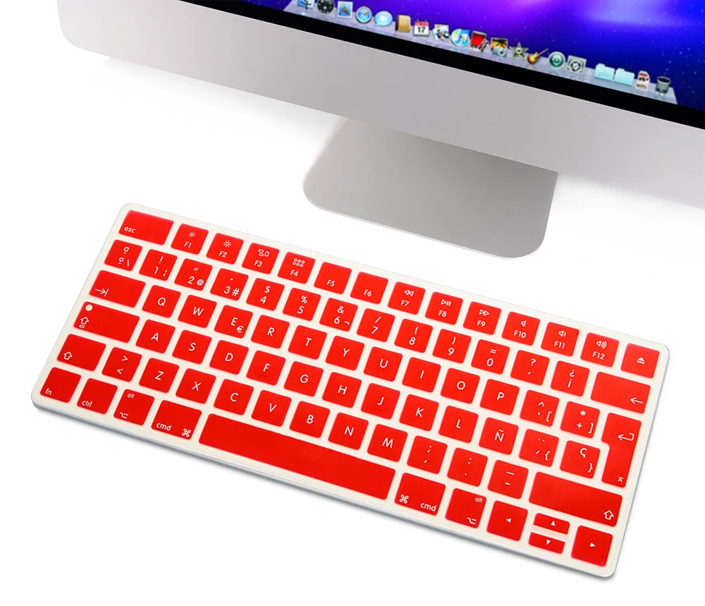 Red HRH Slim ESP испанская клавиатура крышка силиконовая кожа для Apple Magic Беспроводная Bluetooth клавиатура MLA22LL/A(A1644, выпущена - Цвет: Red