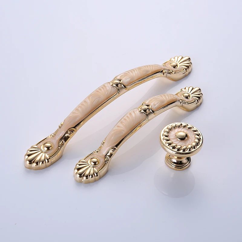 AOBT Новинка золотисто Янтарная ручка для шкафа Нефритовая Европейская шкафная