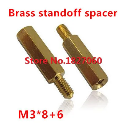 

200pcs M3*8+6 Hex Brass Standoff Spacer Male to Female Brass spacing Screws Pillar