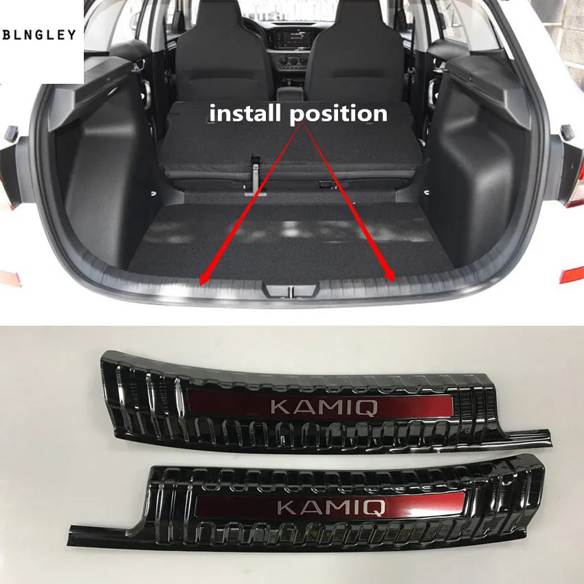 2 шт./партия, автомобильный Стайлинг для Skoda KAMIQ, нержавеющая сталь, внутренняя задняя Накладка на порог, защитная педаль