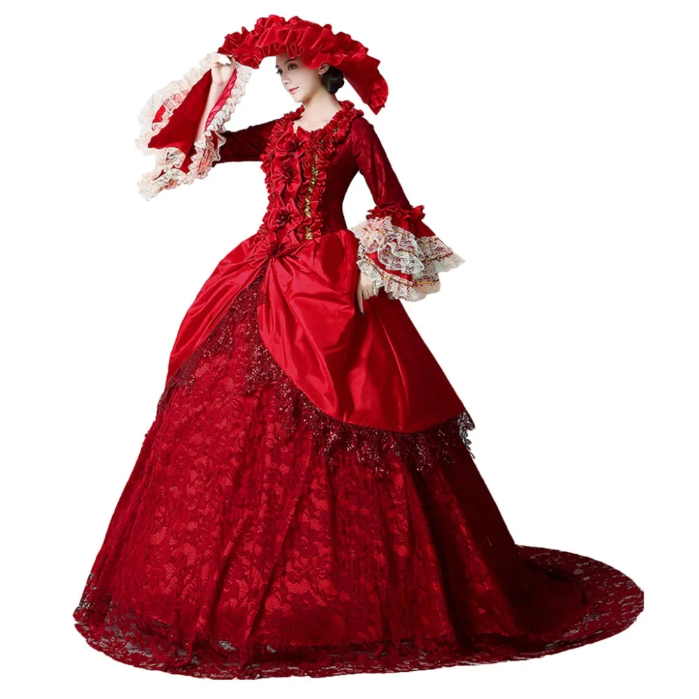 

Средневековый Ренессанс Южный Белль костюмы бальное платье красное вечернее средневековое платье