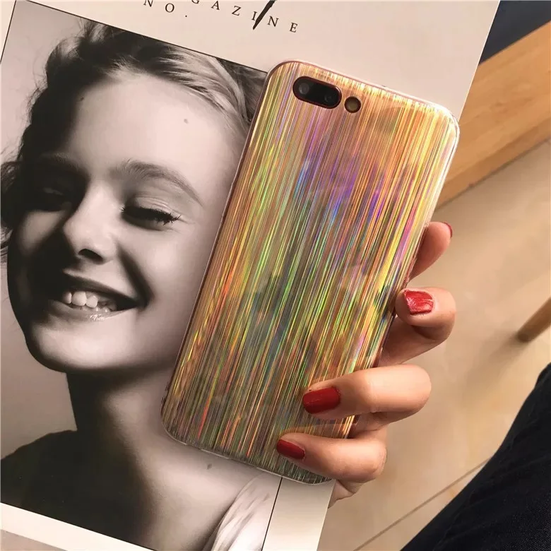 Simple Laser For Iphone 6 6s 7 8P X Xs Xr Max Retro Tpu Rainbow Phone Case |