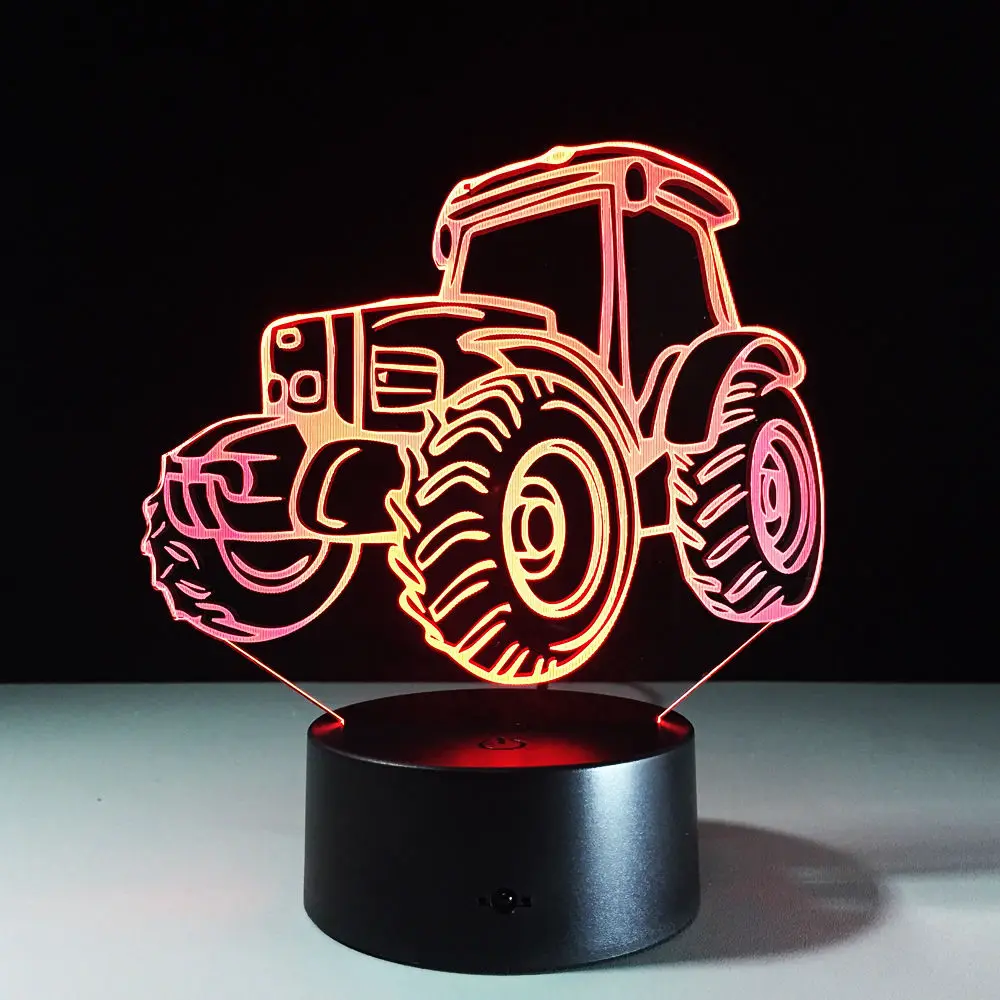 7 цветов авто изменение 3D сенсорный светодиодный ночник трактор USB Декор подарок