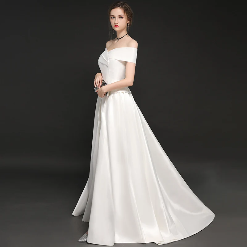 Robe De Mariee, свадебные комбинезоны, вырез лодочкой, Новое Очаровательное атласное свадебное платье с открытыми плечами, Vestidos de Novia, платье невесты