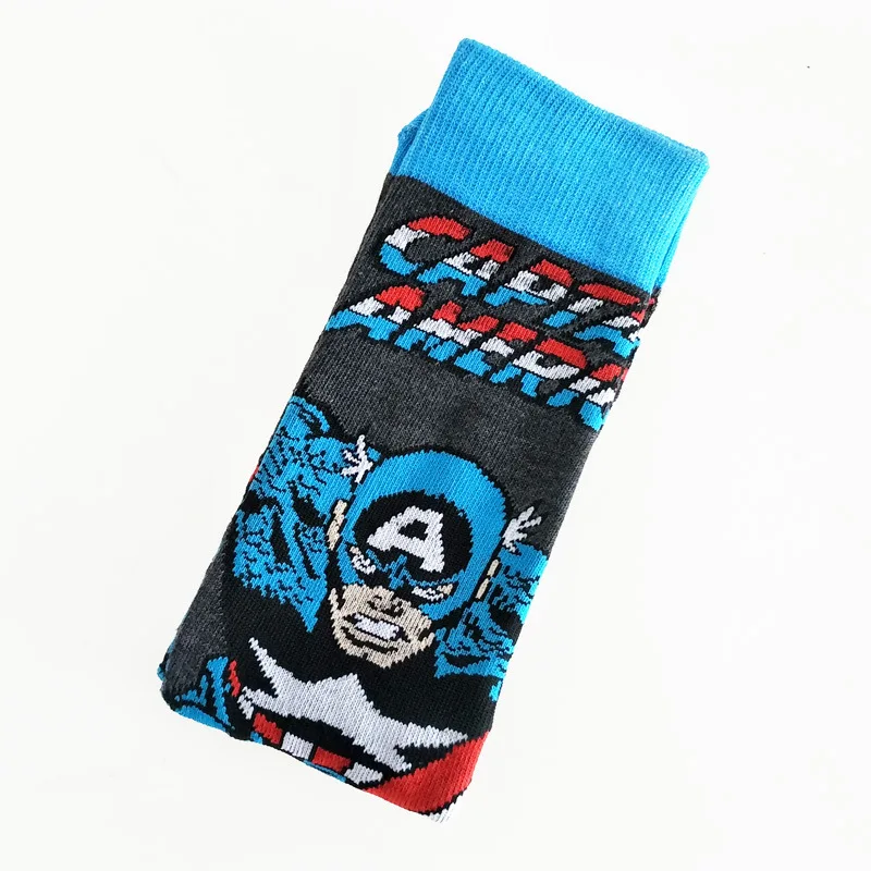 2 Marvel Железный человек печать носки Халк Тор Капитан Америка мода Улица Персонализированные Новинка для мужчин счастливый пот абсорбирующий хлопок носки - Цвет: 2