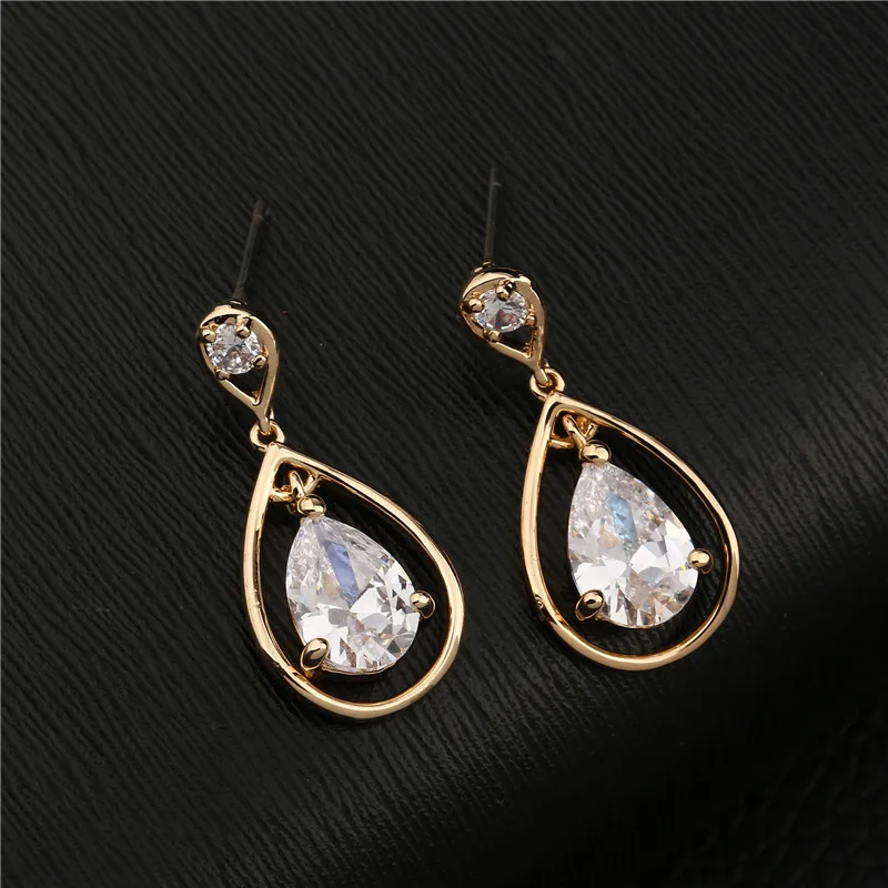 Big Water Drop Cubic Zirconia Earrings For Women Fashion Jewelry Gold Color Long Crystal Earring Pendientes | Украшения и