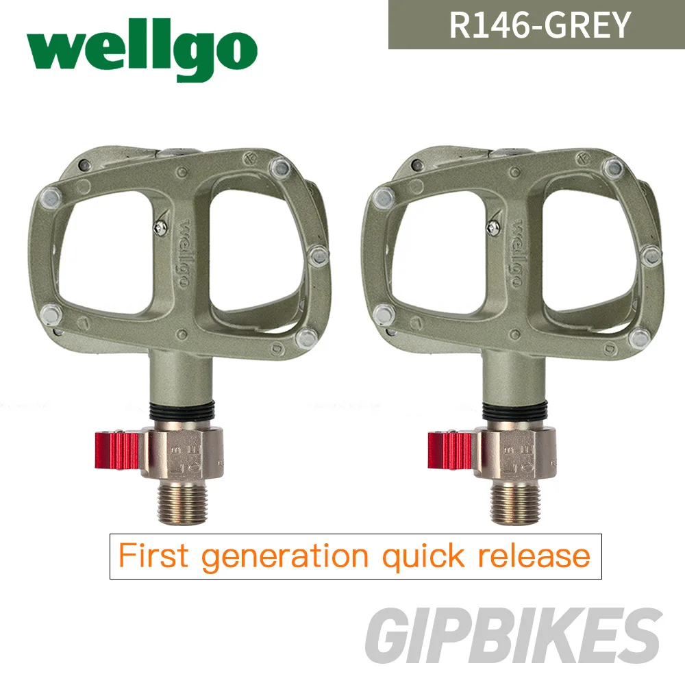 1nd generation Grey Wellgo R146 БЫСТРОРАЗЪЕМНАЯ велосипедная педаль из магниевого сплава, материал корпуса MTB, ультра-светильник, педали велосипедные для шоссейного велосипеда 312 г - Цвет: 1nd generation Grey