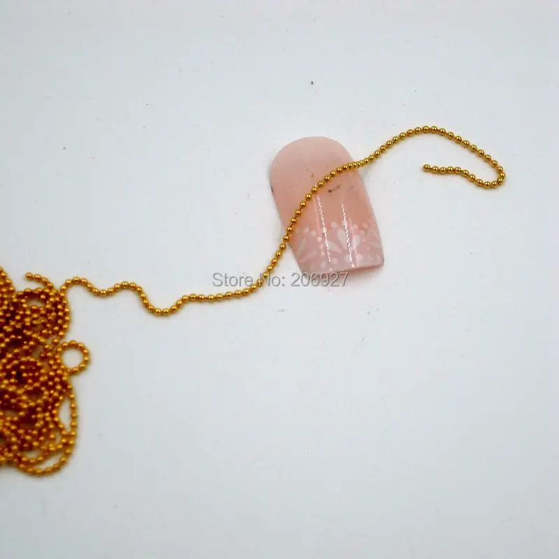 MDA-03 1M Gold 1.0MM Tiny Beads Without Facets Chain Shape Metal Nail Decoration | Красота и здоровье