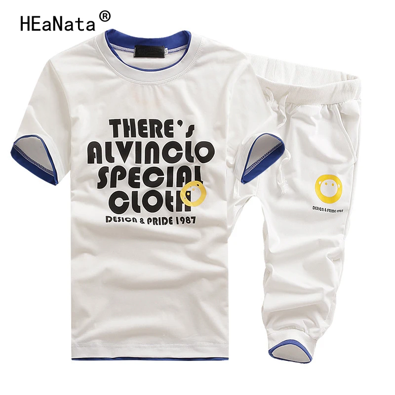 Мужской спортивный костюм Повседневный дышащий с принтом футболка + штаны 5XL лето