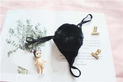 Rabbit tail Black Милое Розовое женское нижнее белье в стиле Лолиты с милым кроличьим хвостом для девочек, сексуальное нижнее белье, трусики-стринги - Цвет: Rabbit tail Black