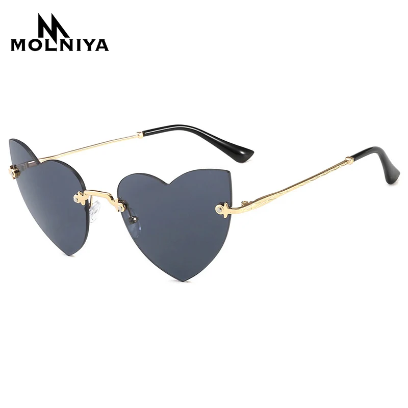 

Women Love Heart Sunglasses Men Irregular Metal Frame Sun Glasses Frameless Gradient Eyeglasses UV400 Frames