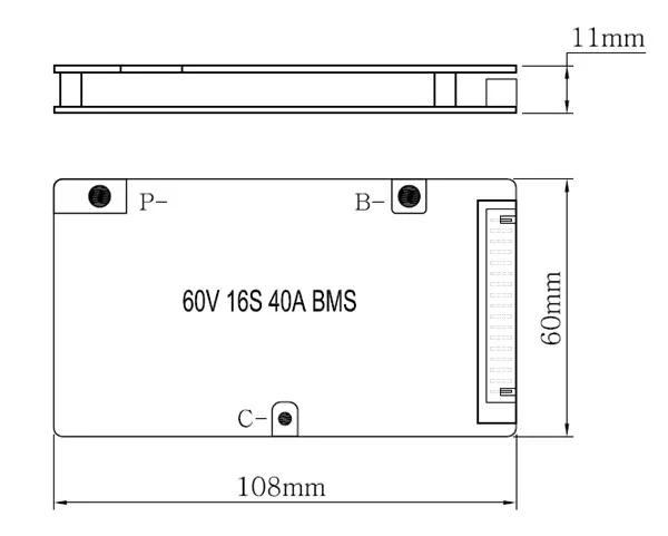 60V 16S 40A BMS для 16S 3,7 V литий-ионная батарея 59,2 V 40A BMS непрерывный wrking ток 40A напряжение зарядки 67,2 V