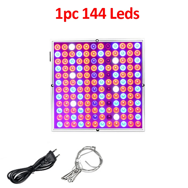 1pc 144Leds 2шт полный спектр 500 Вт 100 Вт Светодиодный светильник для выращивания растений, лампа для помещений SMD2835 для выращивания семян, палаточный фонарь Phyto Fitolampy, лампы для роста - Испускаемый цвет: 1pc 144Leds