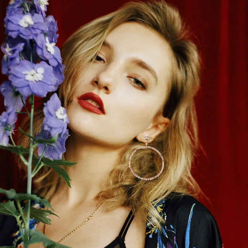Женские большие висячие серьги Boho круглые золотистого цвета с кристаллами