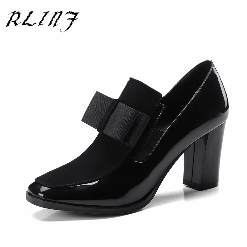 RLINF/Модная пикантная женская обувь на толстом каблуке с бантом|Женские туфли| |