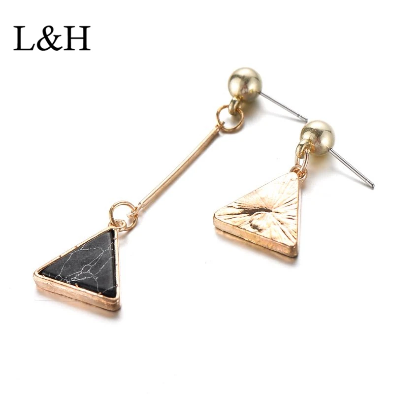L & H 2018 новые женские простые висячие серьги классические треугольные круглые