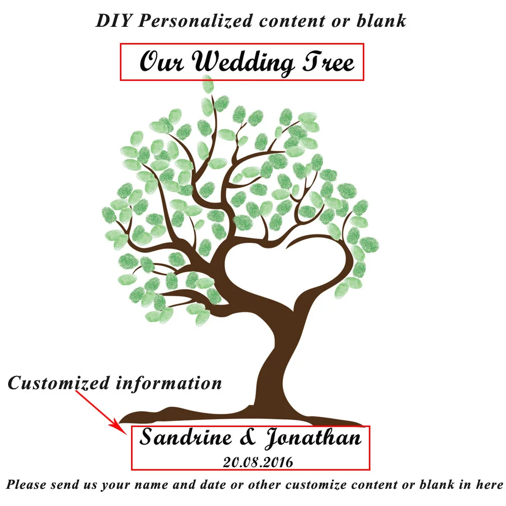 DIY ЛЮБОВЬ дерево отпечаток пальца подписи гостевые книги с чернильной подложкой