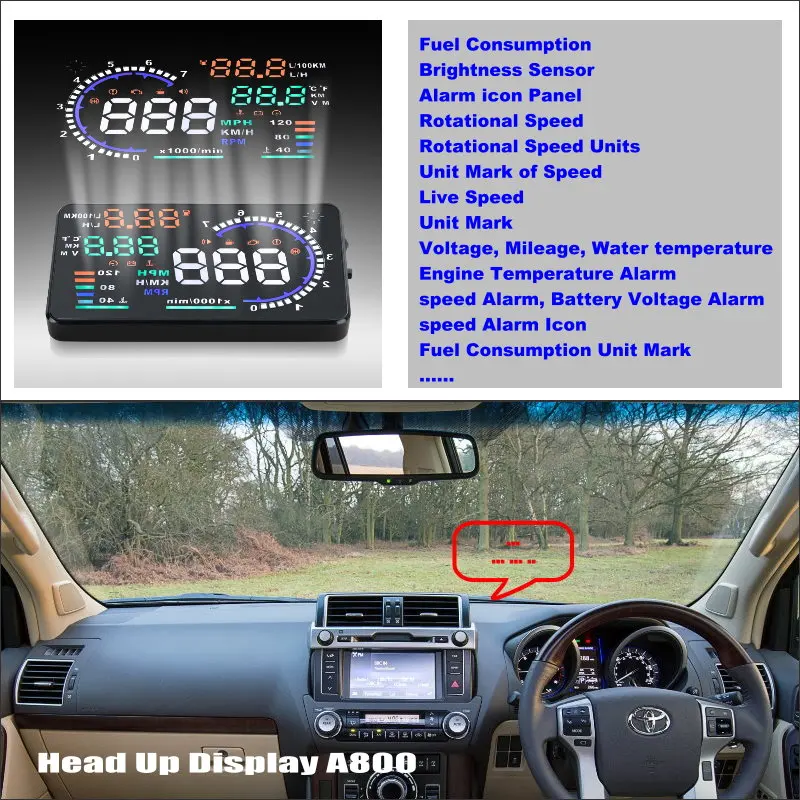 Car HUD Head Up Display For Toyota Land Cruiser LC 200 LC200 2008-2015 Auto Accessories Safe Driving Screen Plug And Play Film