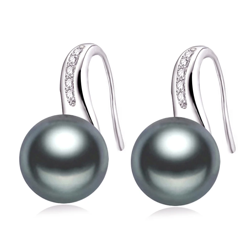 black pearl earrings Серьги из натурального жемчуга для женщин, 925 серебряные серьги, ювелирные изделия на день рождения дочери, пресноводные черные жемчужные серьги с камнем - Цвет камня: black pearl earrings