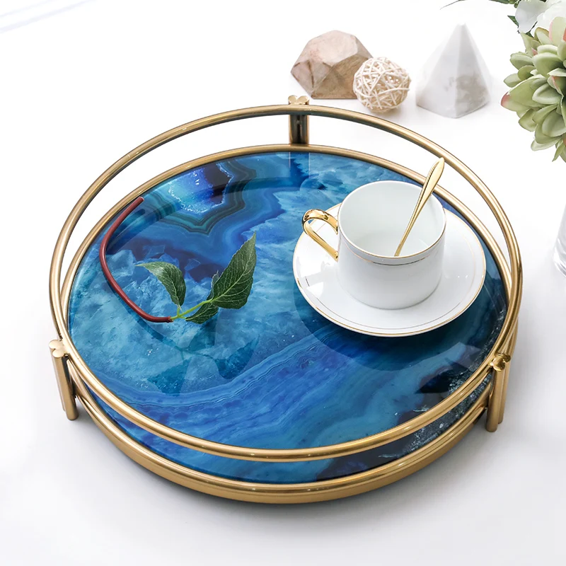 

Nordic Style Decor Display Plate Metal Cosmetic Storage Plates Home Tea Tray Teacup Mug Coffee Pot Holder Fruit Dish Container
