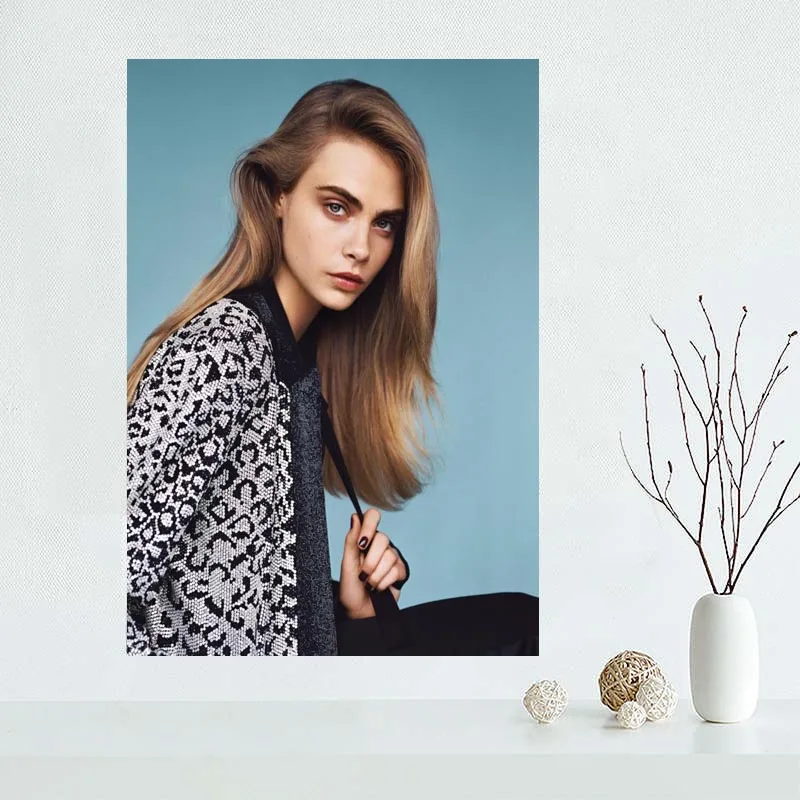 Новое поступление 2018 индивидуальный постер Cara Delevingne для рисования на холсте