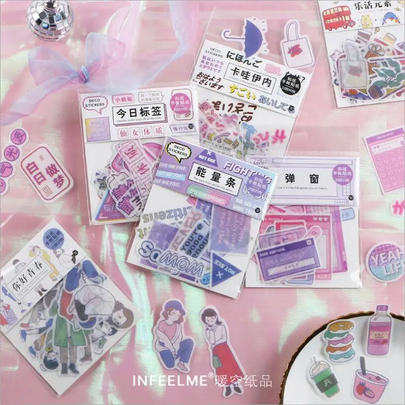 40 шт./лот розовые декоративные наклейки в стиле INS с героями мультфильмов для