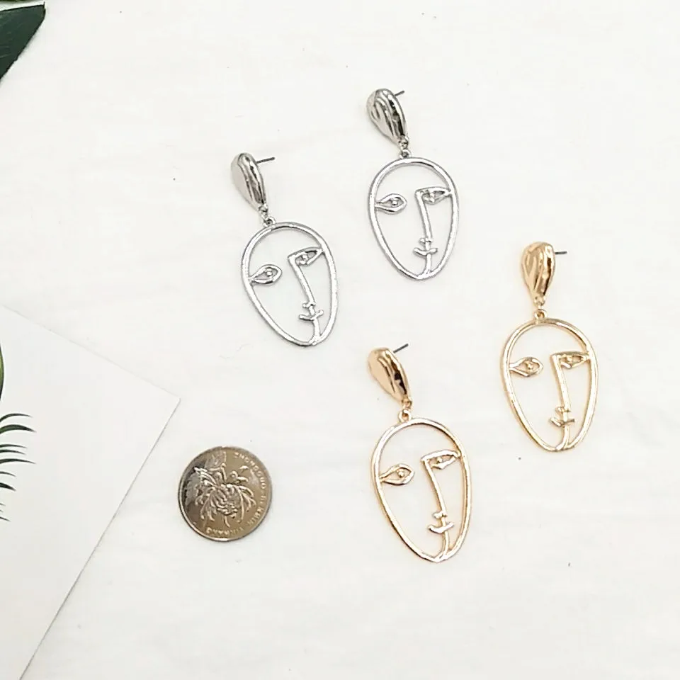 free shipping 6 pair /lot fashion jewelry Artistic Temperament Hand Made Abstract Face Female Earrings | Украшения и аксессуары