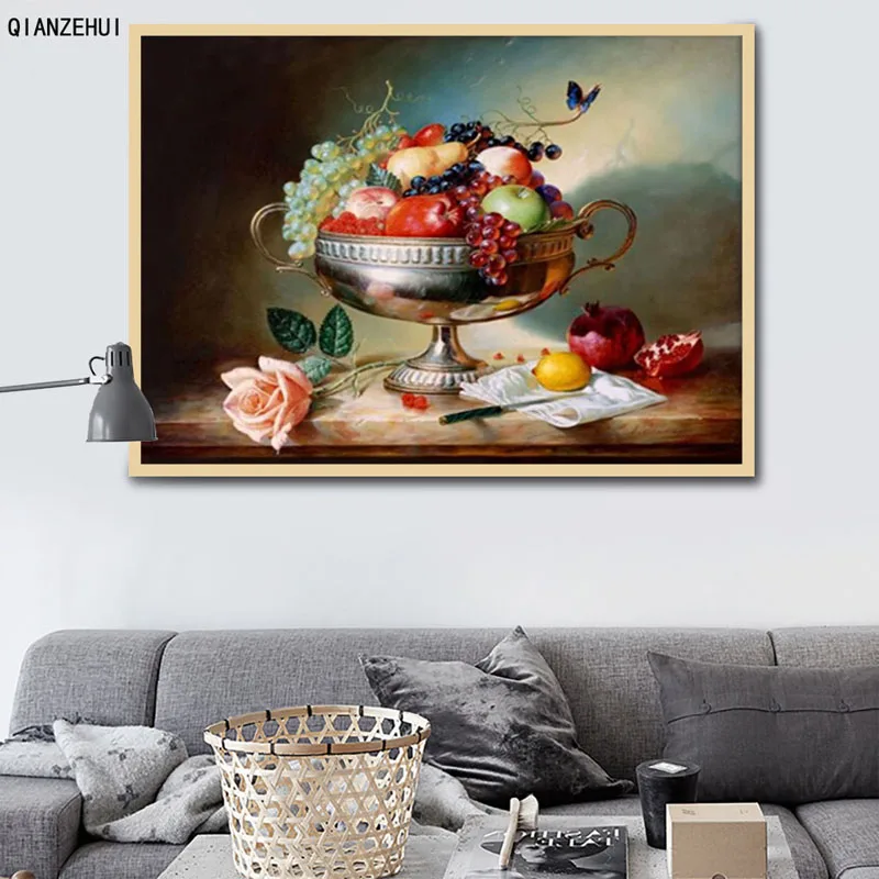 QIANZEHUI Стразы DIY пластиковые поделки алмазная Фруктовая тарелка живопись вышивка