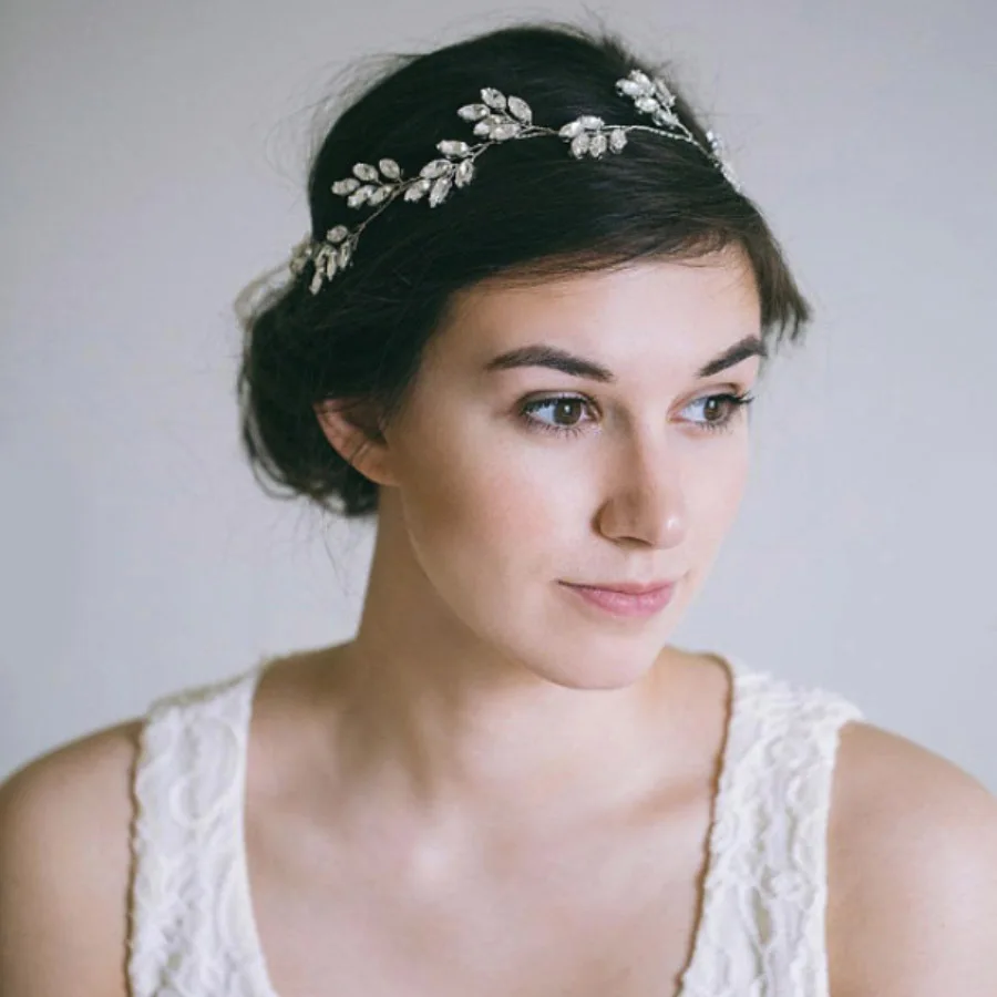 Hot sweet romantic beautiful bride bridesmaid tiara handmade rhinestone soft chain hair band accessories wedding decoration | Украшения и