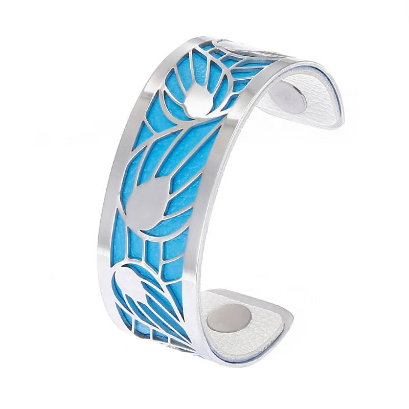 Cremo Модный Браслет-манжета в форме листа, браслеты для женщин Bijoux Yoiumit, ювелирные изделия из нержавеющей стали, Реверсивные кожаные браслеты - Окраска металла: 003
