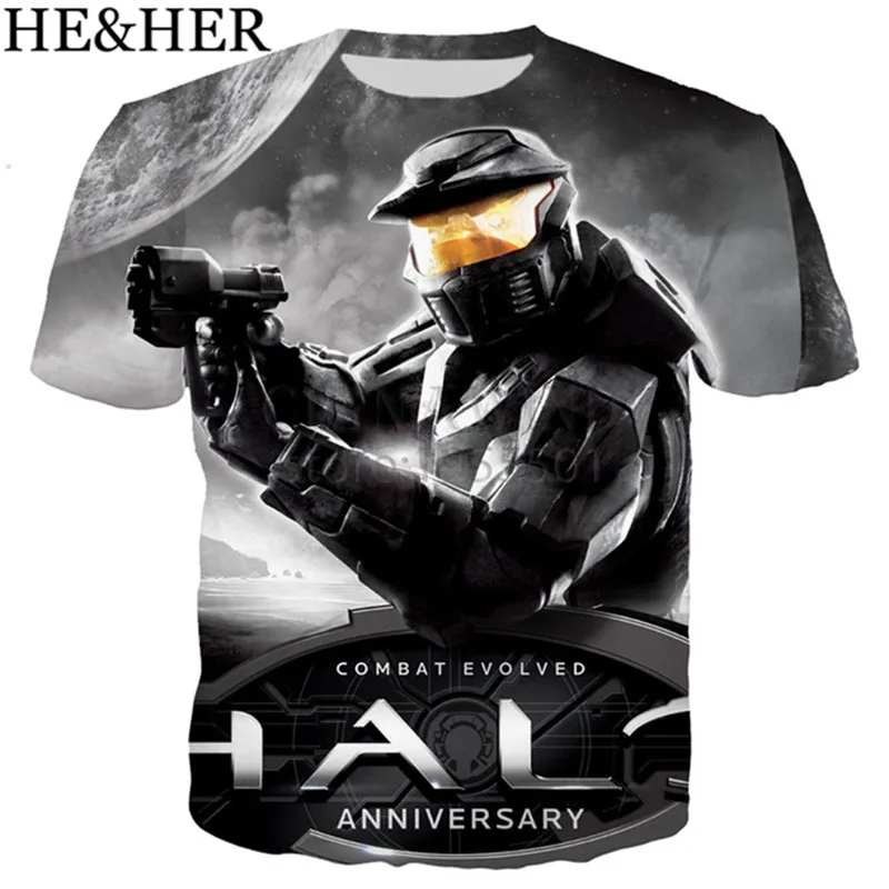 Новый модный стиль футболка для мужчин/женщин популярные halo wars игры футболки с 3D