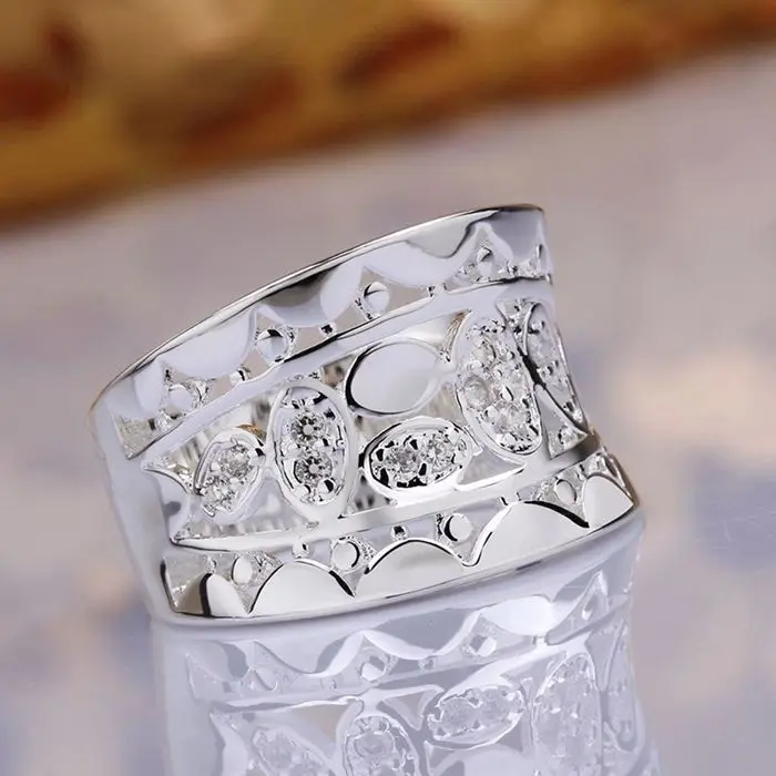 Посеребренное кольцо высокое качество без никеля антиаллергическое R570-8