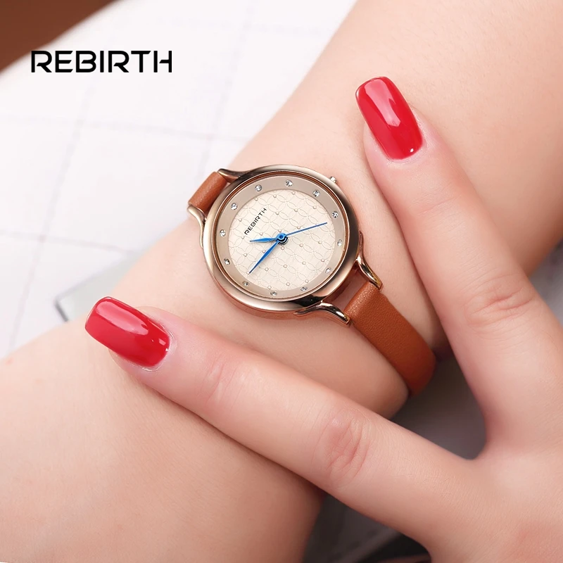 REBIRTH Модные женские наручные часы четырехлистный клевер кварцевые кожаный