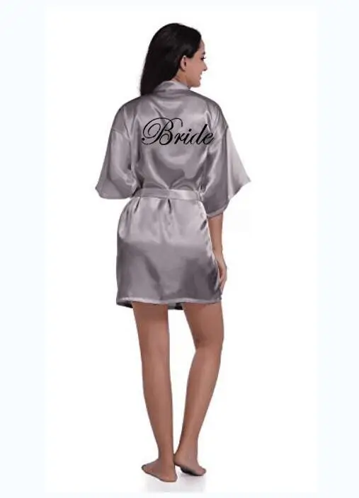 Пикантный серый серебристый халат кимоно Свадебный Подружка невесты Матрона