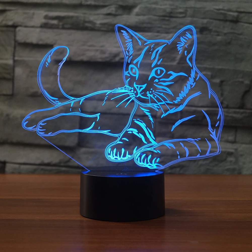 Кошачий дизайн 7 меняющихся цветов 3D Акриловый светодиодный ночник Премиум видов